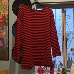 VTG Red and Black Striped Knit Sweater